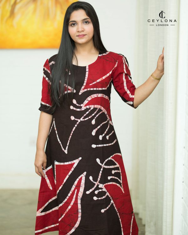 Crimson Elegance Batik Dress
