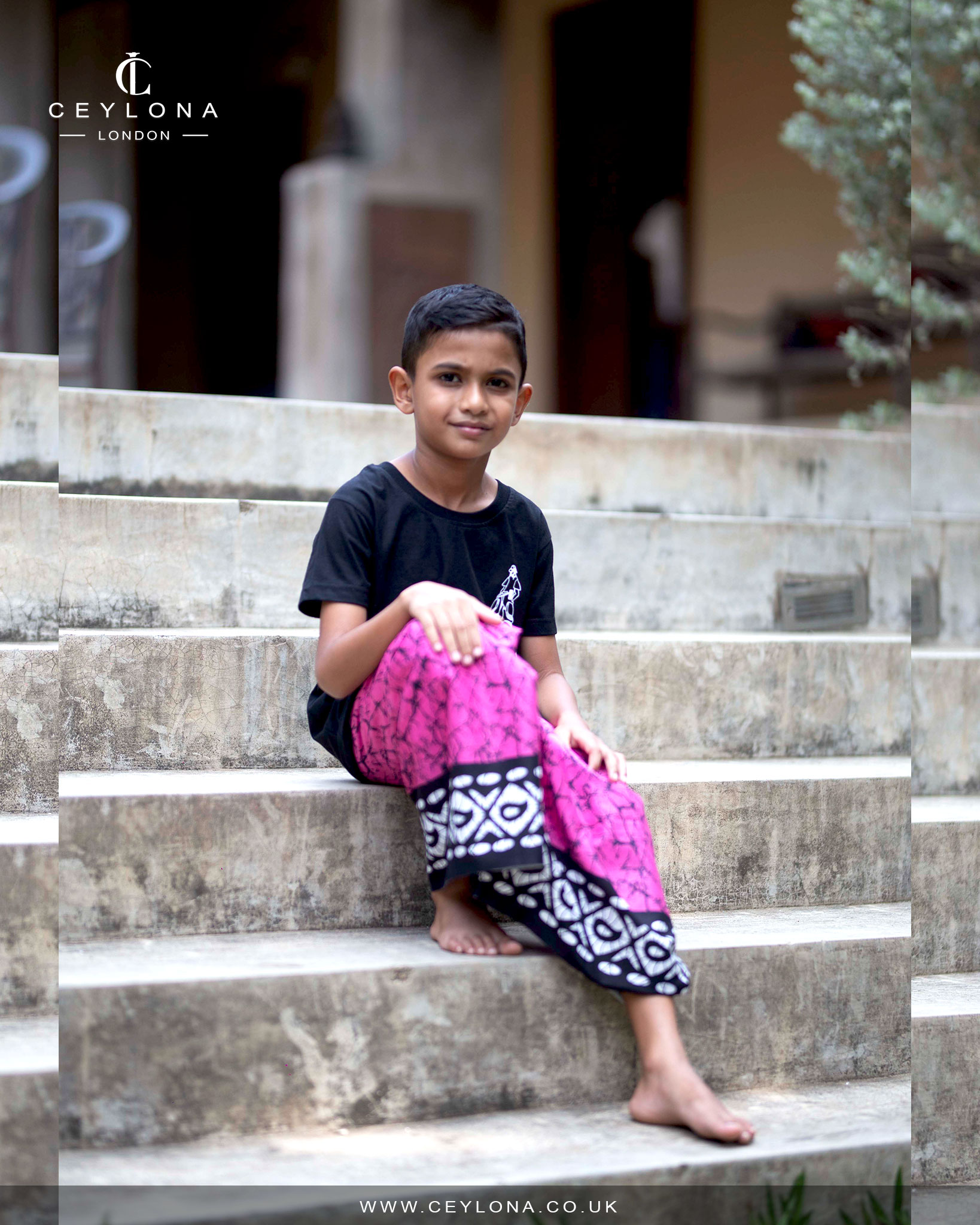 Pink Blossom Batik Printed Kids Sarong - Image 3