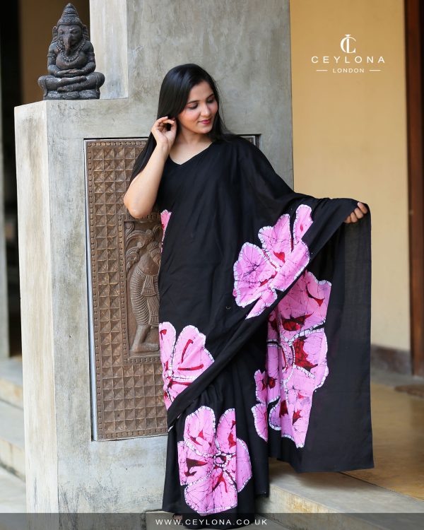 Pink Floral Batik Saree