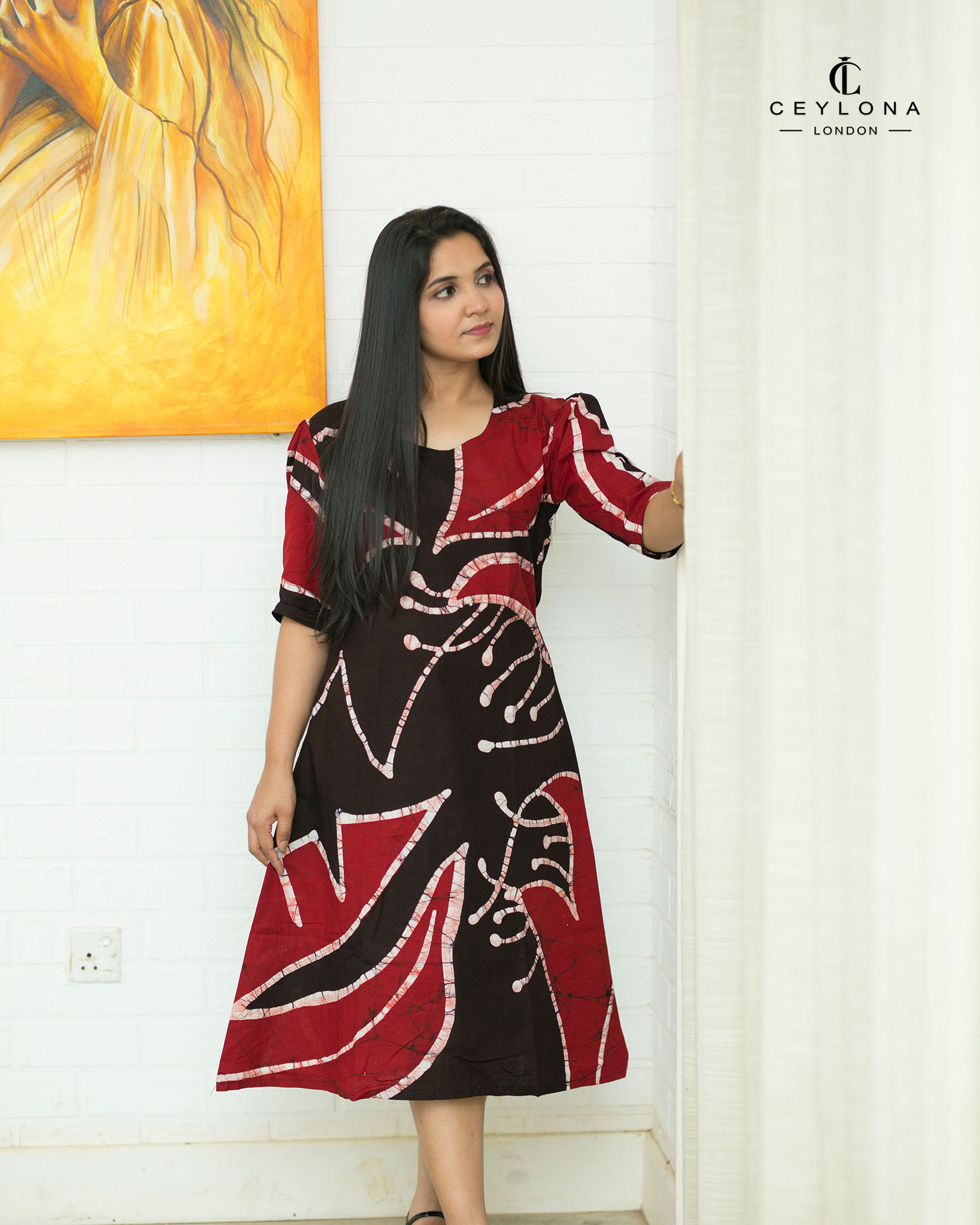 Crimson Elegance Batik Dress - Image 3