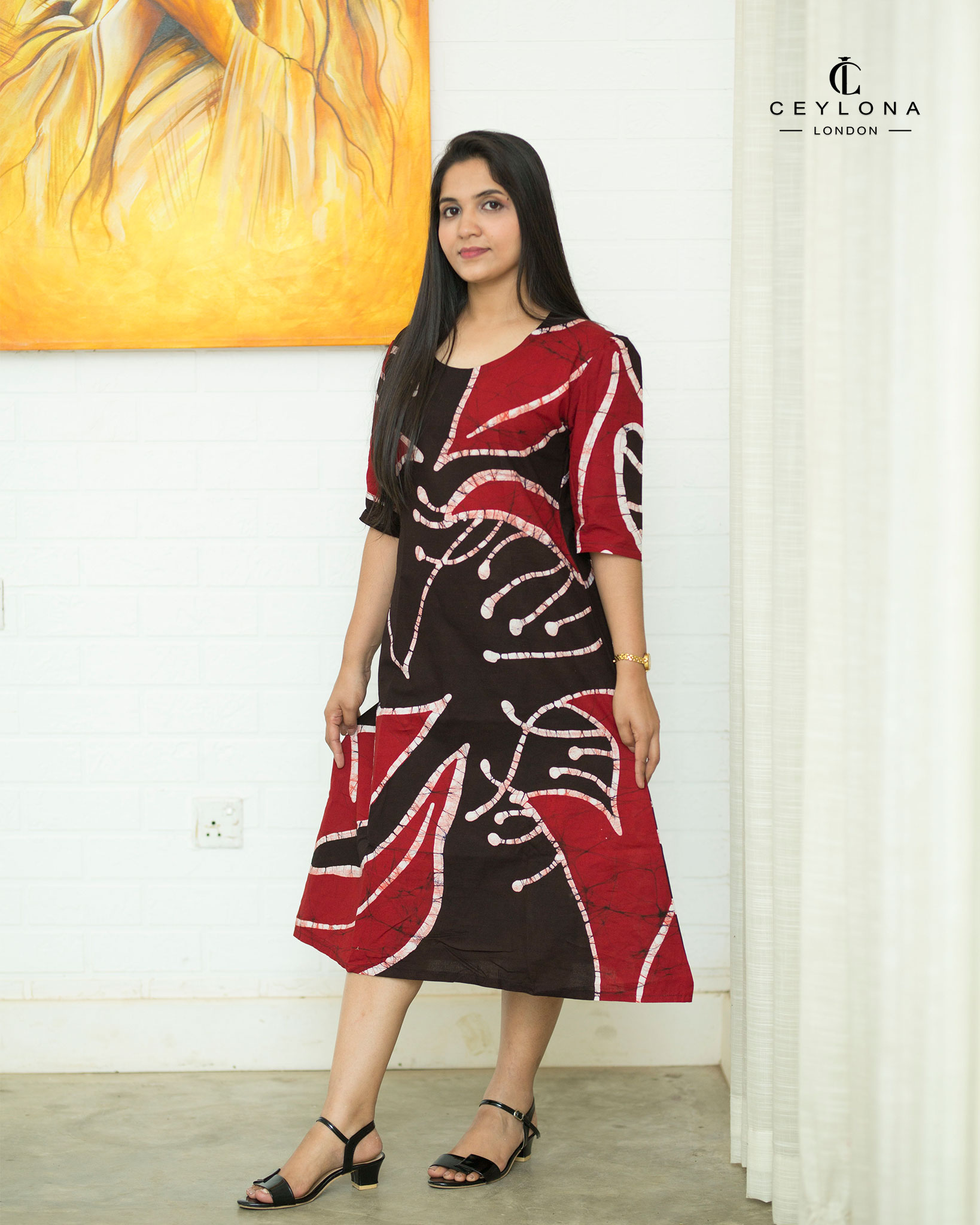 Crimson Elegance Batik Dress - Image 2