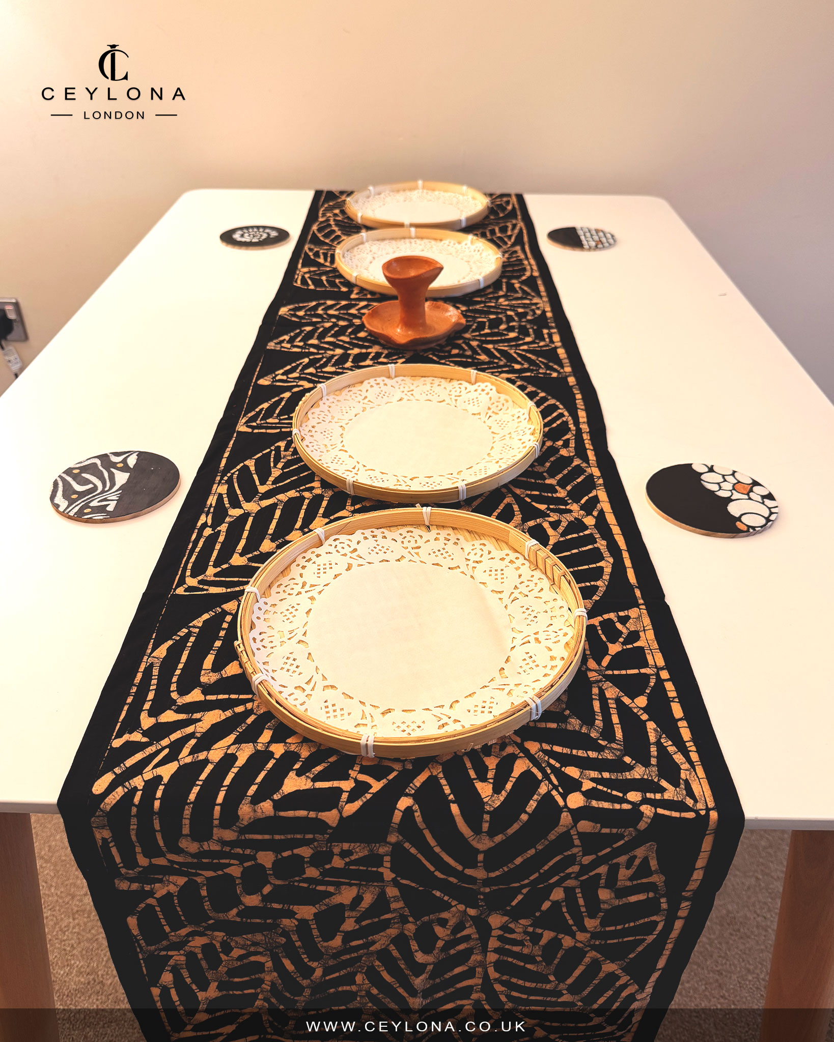 Golden Leaf Batik Table Runner & New Year Decor Package - Image 3