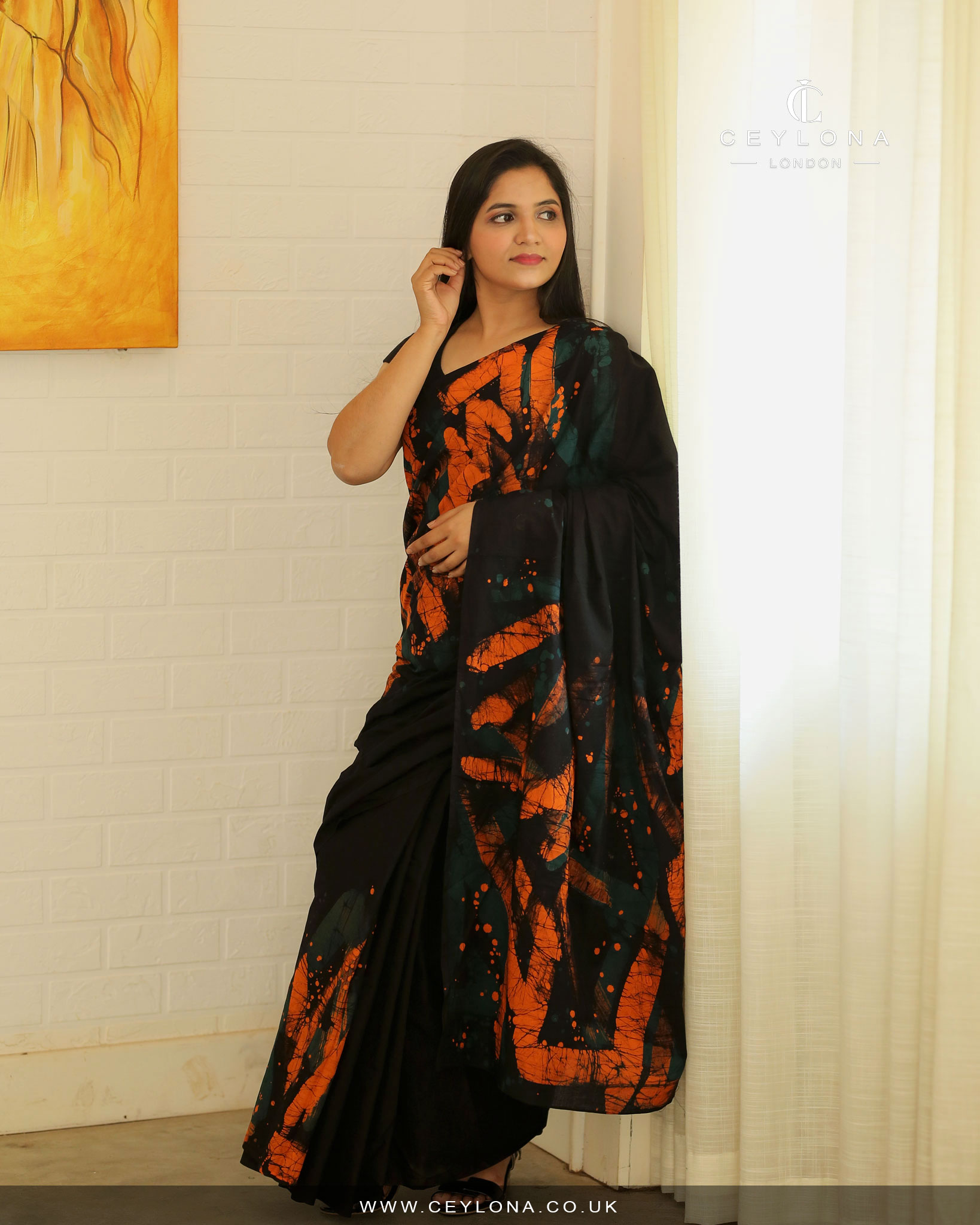 Ember Glow Batik Saree