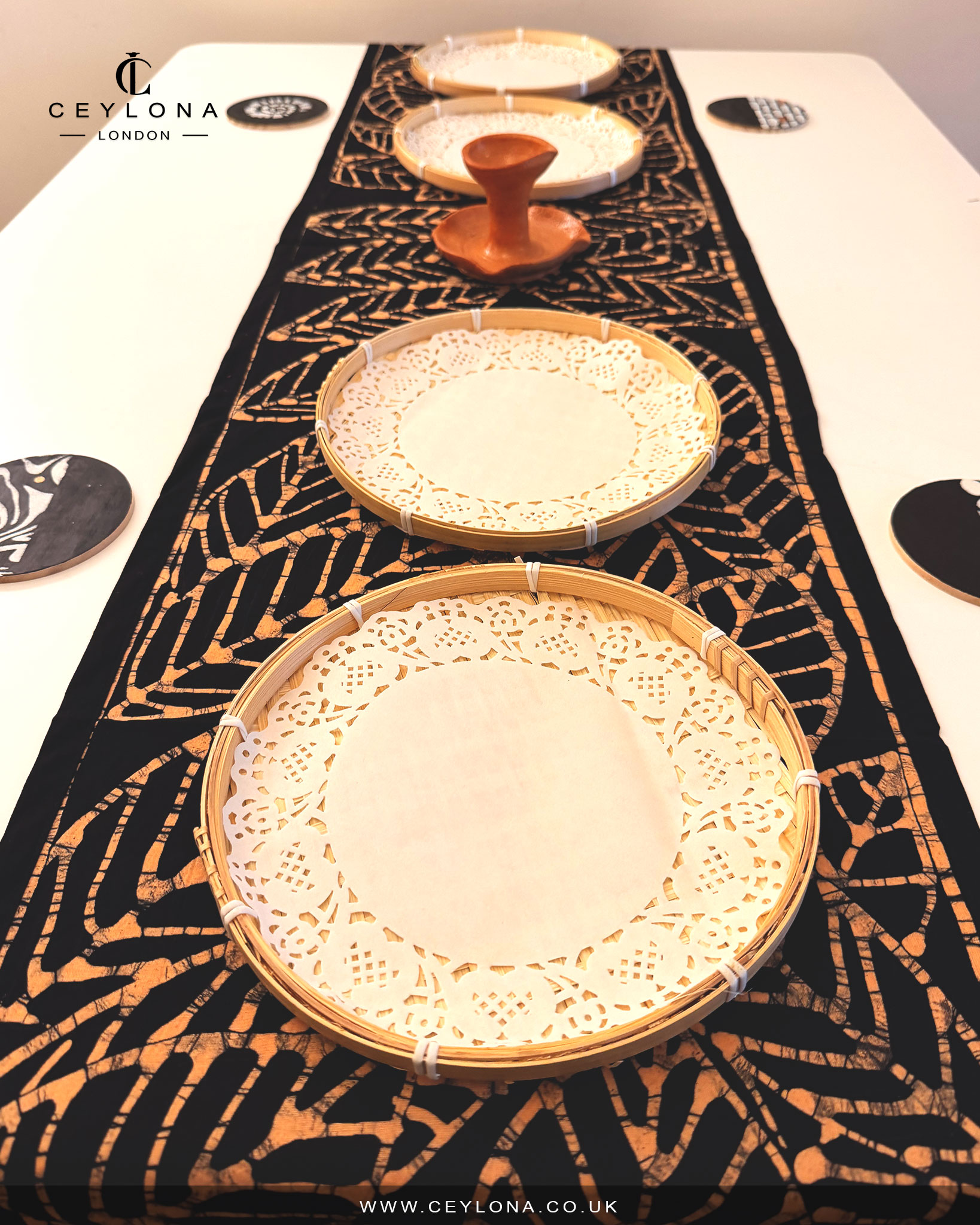 Golden Leaf Batik Table Runner & New Year Decor Package - Image 2