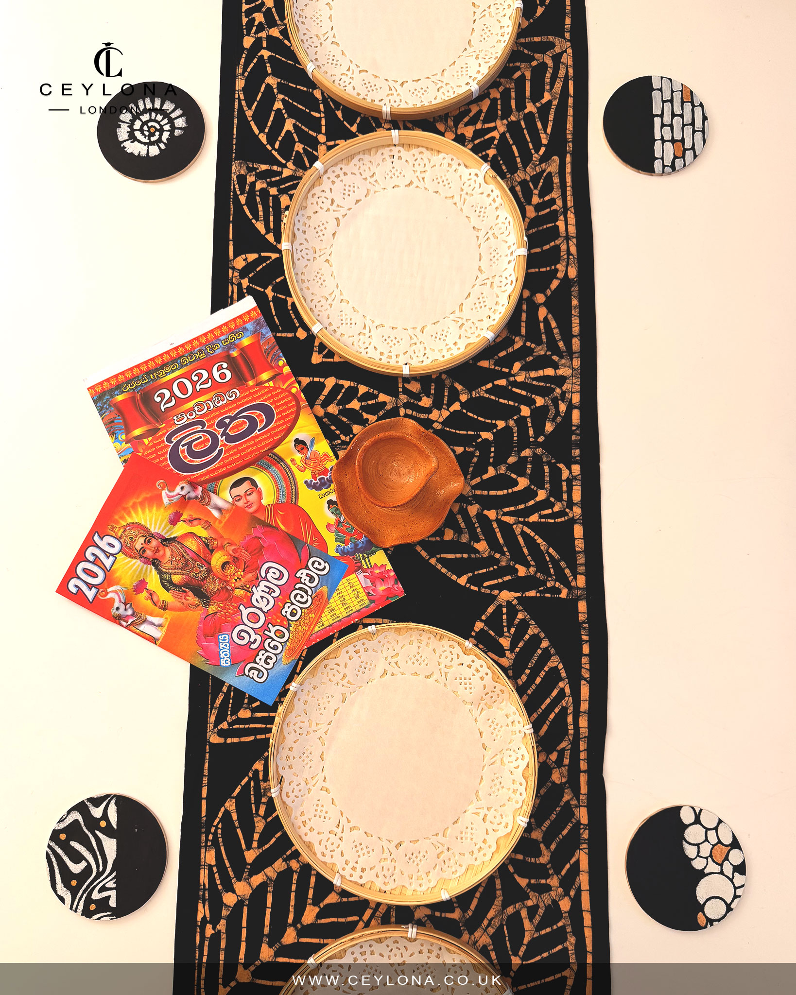 Golden Leaf Batik Table Runner & New Year Decor Package