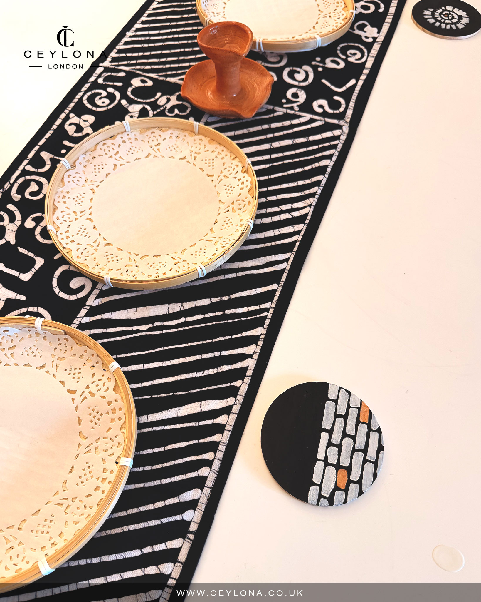 Monochrome Rhythm Batik Table Runner & New Year Decor Package - Image 3