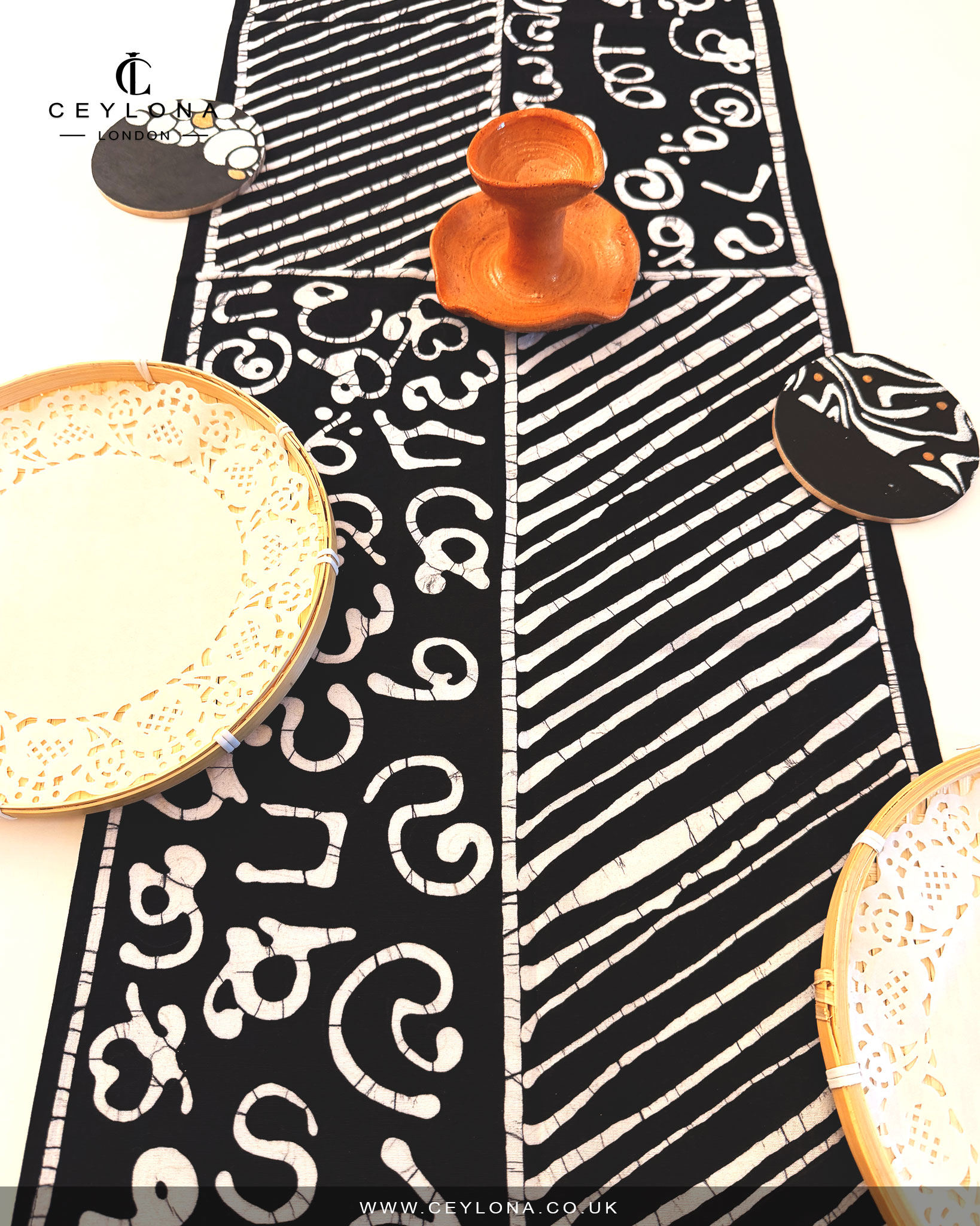 Monochrome Rhythm Batik Table Runner & New Year Decor Package - Image 4