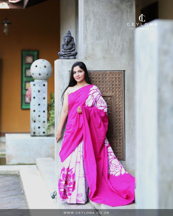 Blush Bloom Pink Batik Saree