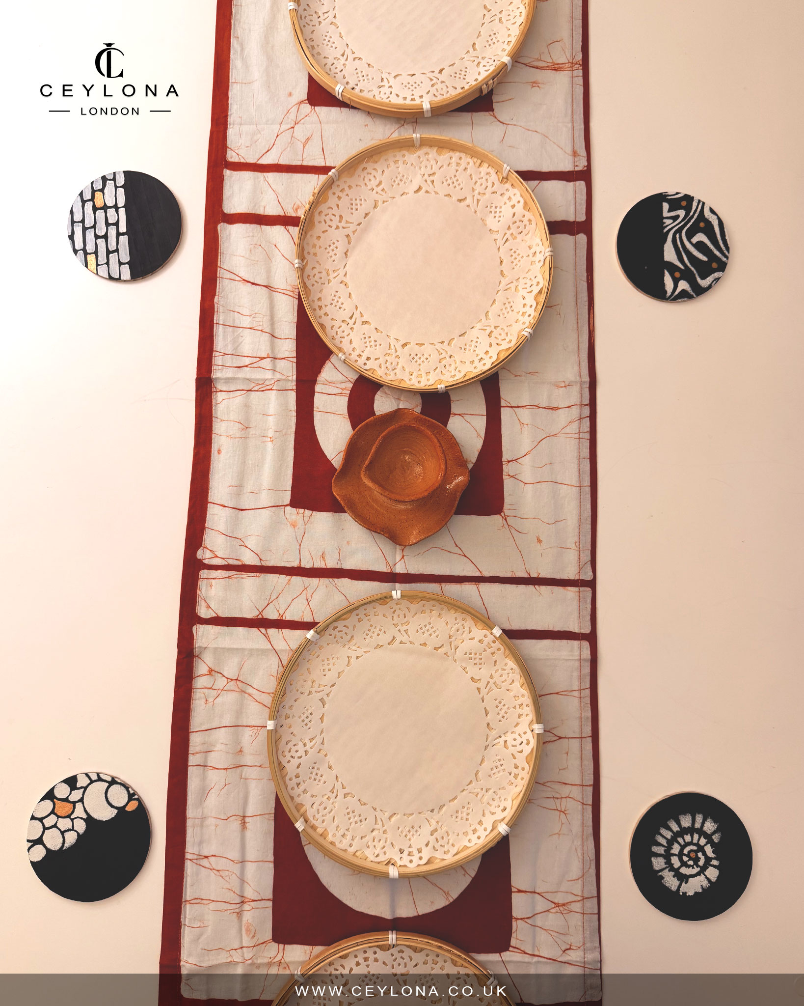 Rust Aura Batik Table Runner & New Year Decor Package - Image 2