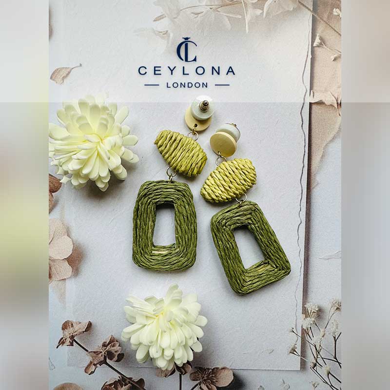 Woven Paper Rope Earrings - Image 2