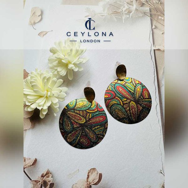 Ethnic Pattern Disc Earrings