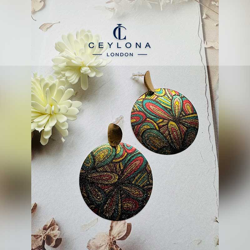 Ethnic Pattern Disc Earrings - Image 2