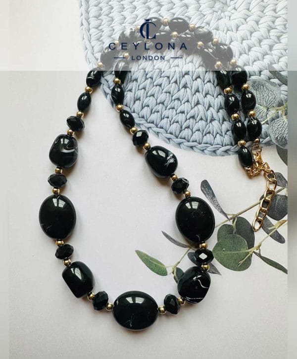 Elegant Black Beaded Necklace