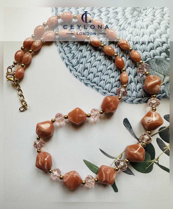 Blush-Toned Beaded Necklace