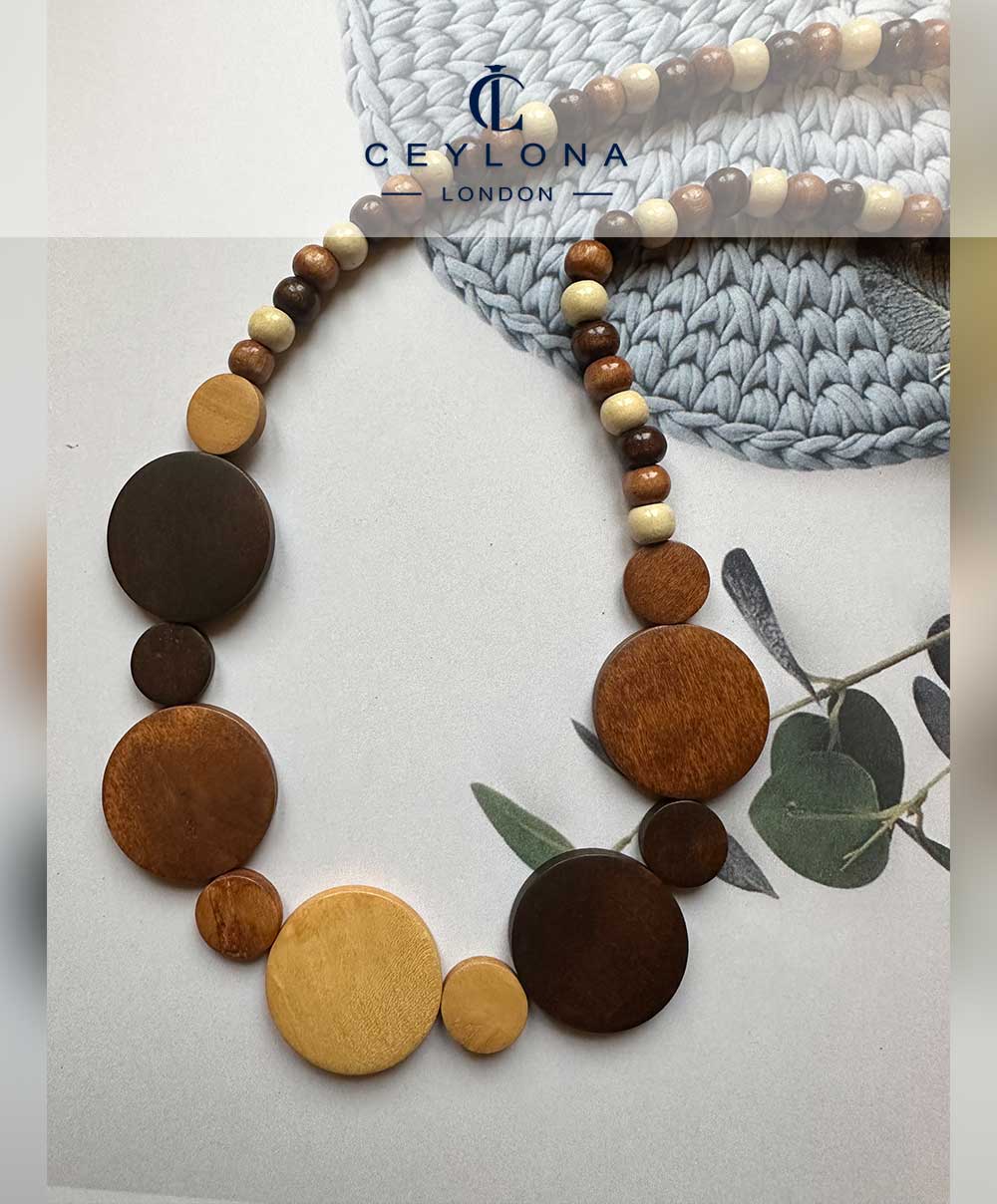 Earth-Tone Wooden Beaded Necklace - Image 2