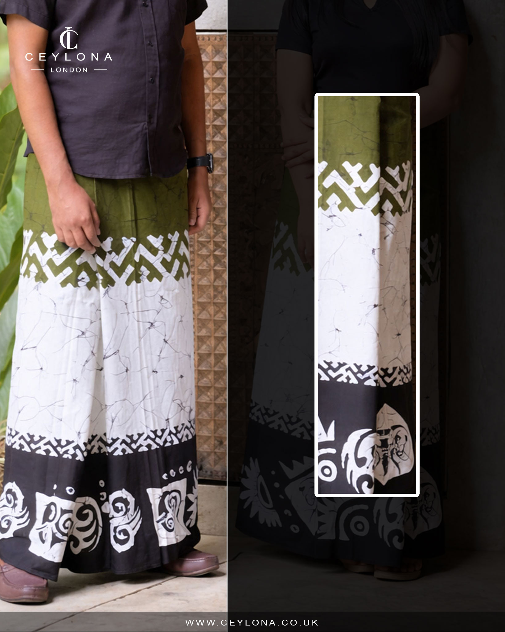 Olive Heritage Batik Printed Sarong - Image 3