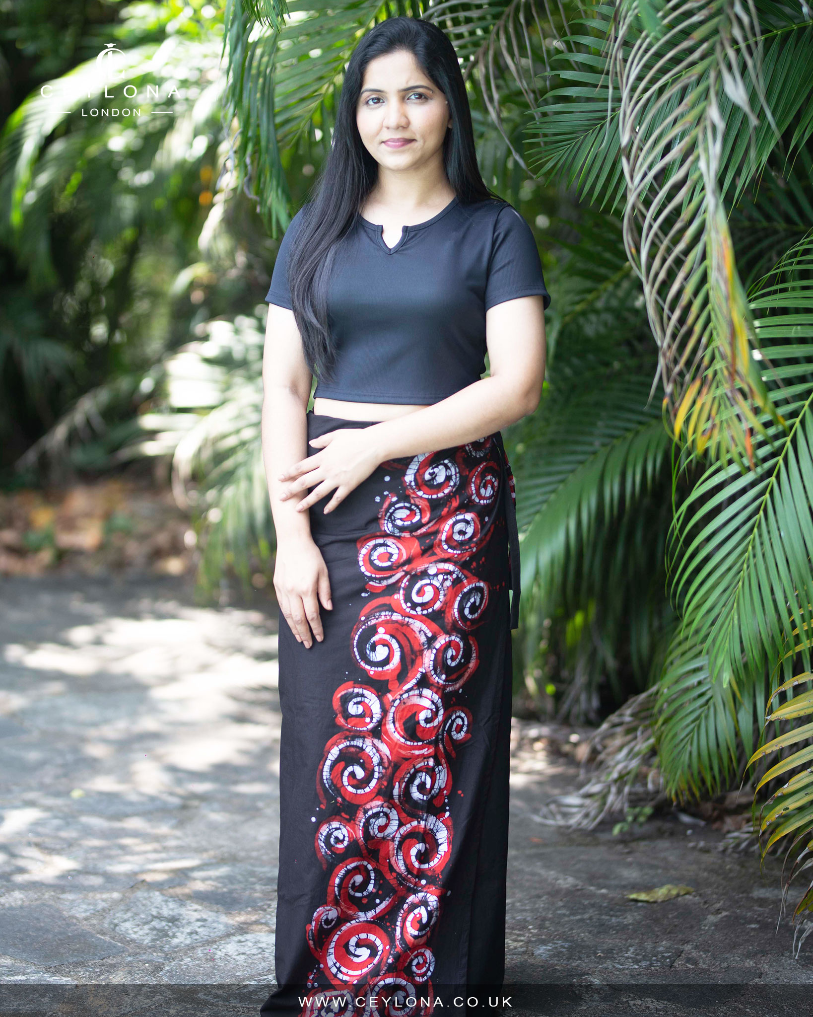 Crimson Swirl Women’s Batik Lungi - Image 3