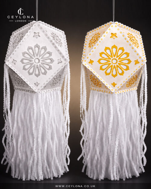 Ceylona Vesak DIY Paper Lantern Kit (6″ x 6″) – Set of Two - Yellow and White