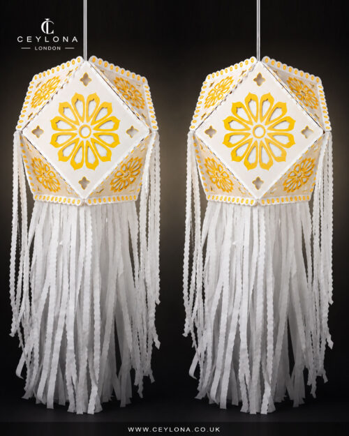 Ceylona Vesak DIY Paper Lantern Kit (8″ x 8″) – Set of Two - All Yellow